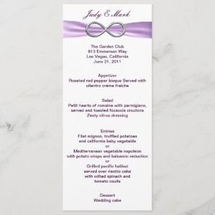 Lavender Infinity Menu Card