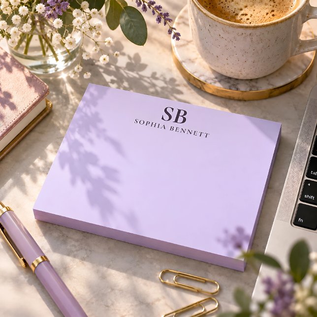 Lavender Initials Monogram Personalized  Post-it Notes (Creator Uploaded)