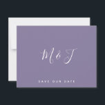 Lavender Initials Wedding Save the Date<br><div class="desc">Lavender background.   White Initials.  Monogram.   Simple.    Save the Date.  Website.</div>