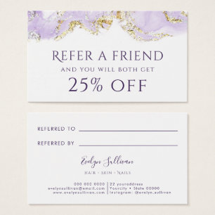 lavender ink referral card