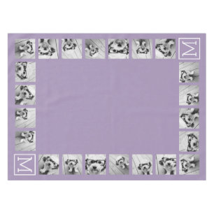 Lavender Instagram Photo Collage Custom Monogram Tablecloth