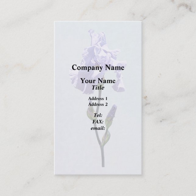Lavender Iris and Buds Business Card (Front)