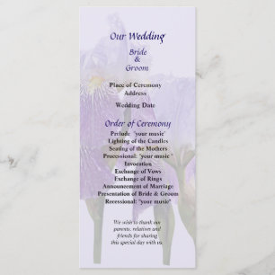 Lavender Iris Couple Wedding Program