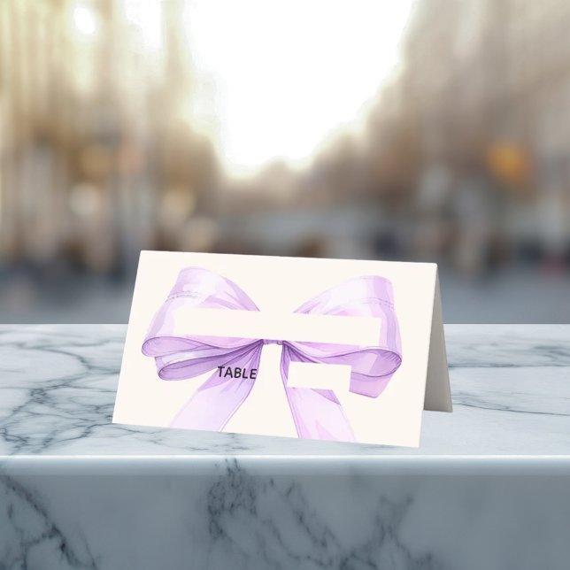 Lavender Ivory bow Place Cards Elegant Folded (Creator Uploaded)