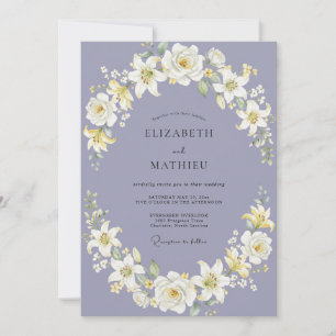 Lavender Ivory Floral Watercolor Wedding Invitation