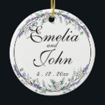 Lavender Ivory Rose and Eucalyptus Ceramic Ornament<br><div class="desc">An elegant and vintage design featuring ivory roses, eucalyptus, and lavender painted in romantic watercolor. To get started changing the name, click on "Personalize this template" and edit the wording in the template boxes. To access the more advanced editing tools, scroll down to "Click to customize further". Once you are...</div>
