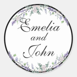 Lavender Ivory Rose and Eucalyptus Classic Round Sticker