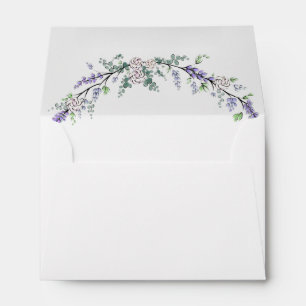 Lavender Ivory Rose and Eucalyptus Envelopes