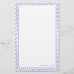 Lavender Japanese Seigaiha Pattern Stationery
