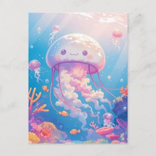 Lavender Jellyfish in Coral Reef Tropical Ocean Postcard