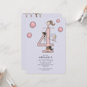 Lavender Jump & Tumble Gymnastics 4th Birthday Invitation