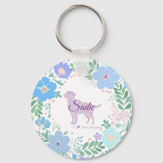 Lavender Labrador Retriever - Custom Photo & Name Keychain (Front)
