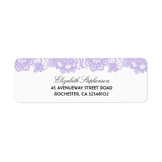 Lavender Lace Elegant White Wedding Return Address Label