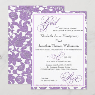 Lavender Lace Faire-part de mariage religieuse