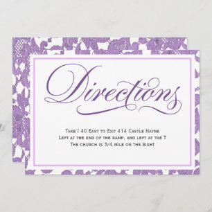 Lavender Lace Script Wedding Directions Enclosure Invitation