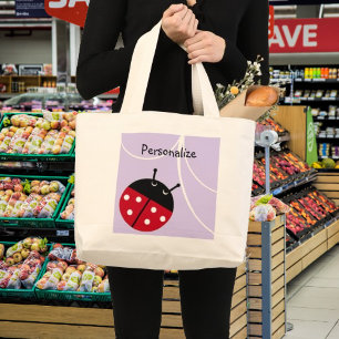 Lavender Lady Bug Totebag Large Tote Bag