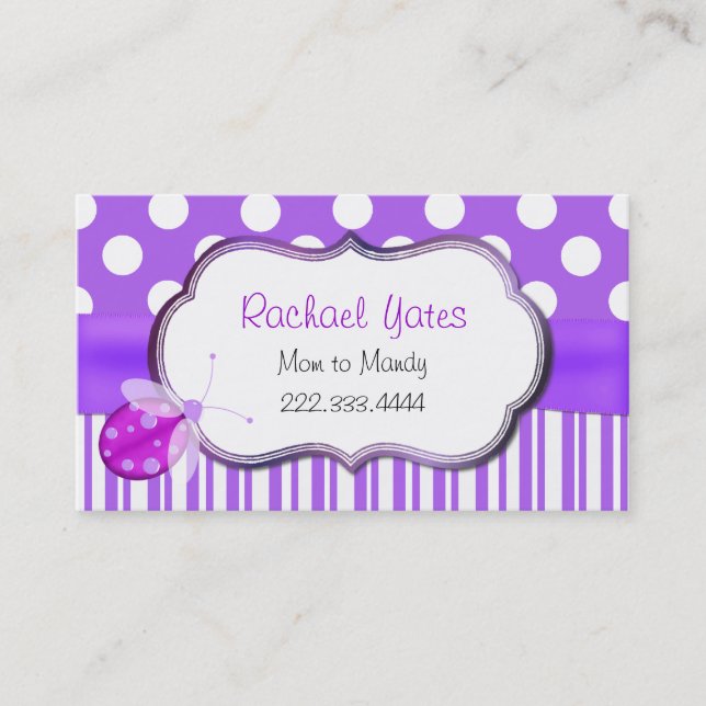 Lavender Ladybug - Carte de date de jeu de la mama (Devant)