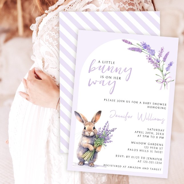 Lavender lapin Pâques petite fille invitation douc (Créateur téléchargé)