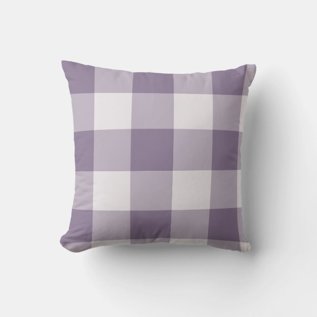 Lavender Large Buffalo Plaid Gingham Throw Pillow (Front)