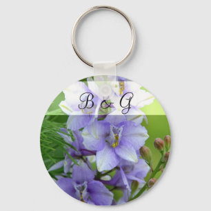 Lavender Larkspur Wedding Keychain