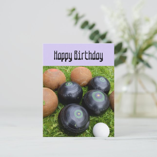 Lavender Lawn Bowls, Flat Birthday Card (Standing Front)