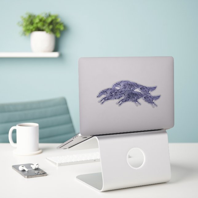 Lavender Leaping Borzoi Die Cut Vinyl Sticker (Laptop On Desk)