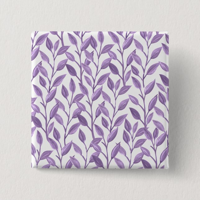 Lavender Leaves 2 Inch Square Button (Front)