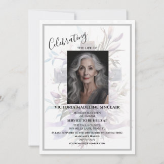 Lavender life of Photo Funeral Invitation