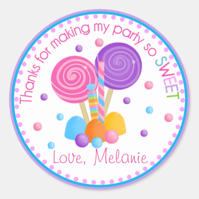 Lavender Light Blue Sweet Shop Birthday Favour Classic Round Sticker (Front)