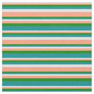 Lavender, Light Salmon, Green & Dark Cyan Lines Fabric