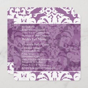 Lavender Lilac Damask Wedding Invitation