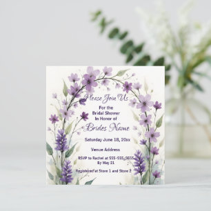 Lavender Lilac Floral Arch Bridal Shower  Invitation