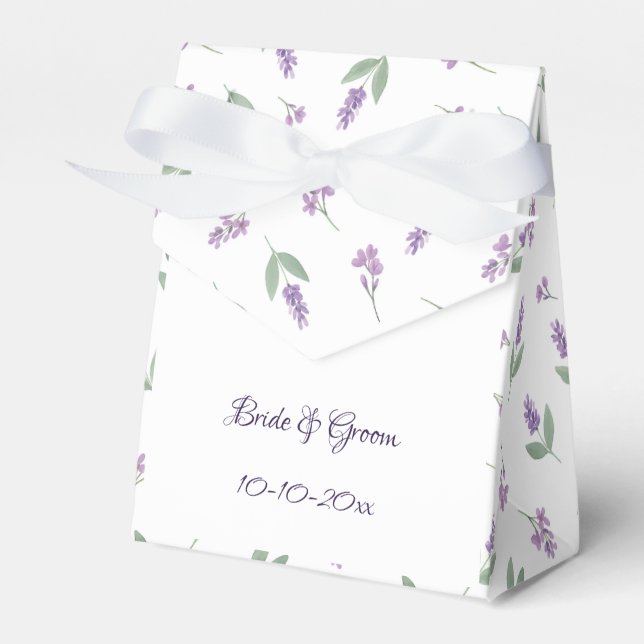 Lavender Lilac Floral Arch Wedding Favor Boxes (Front Side)