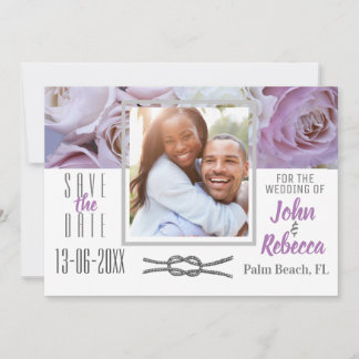 Lavender Lilac Floral Rose Wedding Save The Date