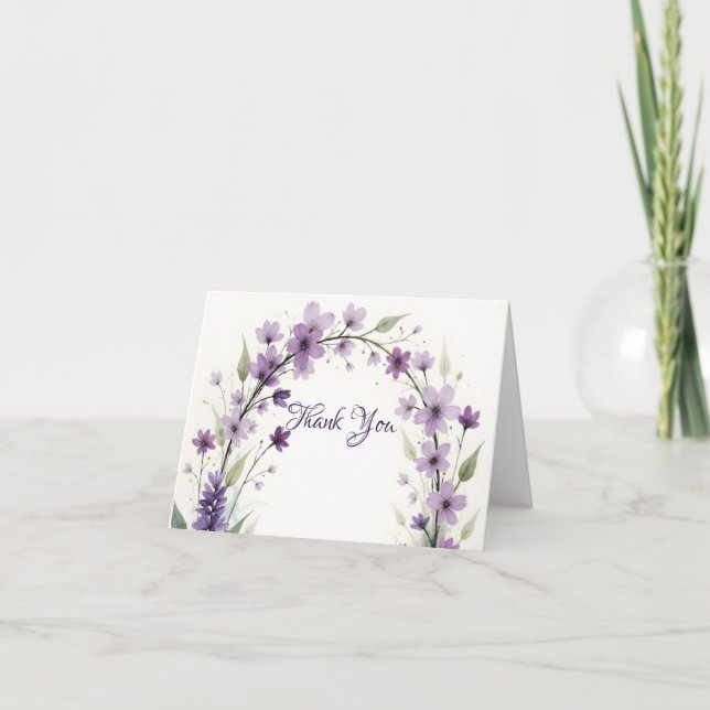 Lavender Lilac Floral  Thank You Card (Front)