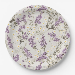 Lavender Lilac Flower Design Paper Plate