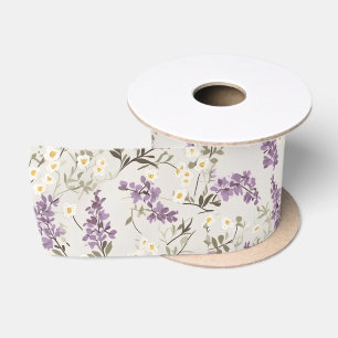 Lavender Lilac Flower Design Satin Ribbon