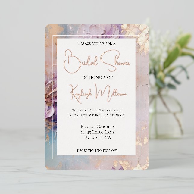 Lavender Lilac Gold Aqua Floral Bridal Shower (Standing Front)