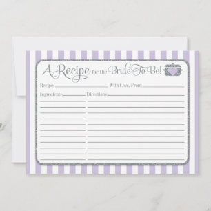 Lavender Lilac Grey Bridal Shower Recipe Card