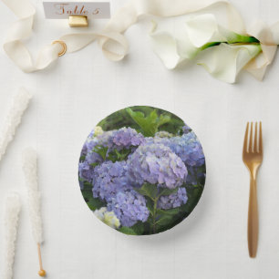 Lavender & Lilac Hortensia Hydrangea Flowers Paper Plate
