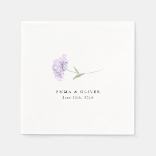 Lavender Lilac Hydrangea Personalized Wedding Napkin