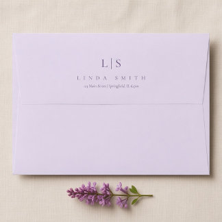 Lavender Lilac Monogram 50th Birthday Envelope
