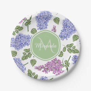 Lavender Lilac Monogram Paper Plate