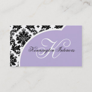 Lavender Lilac Purple Black Damask Business Cards