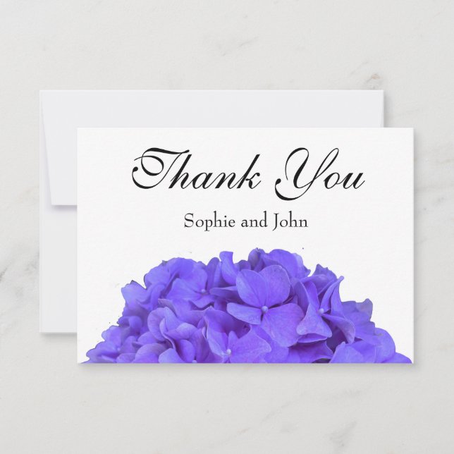 Lavender lilac purple hydrangea flowers  thank you card (Front)