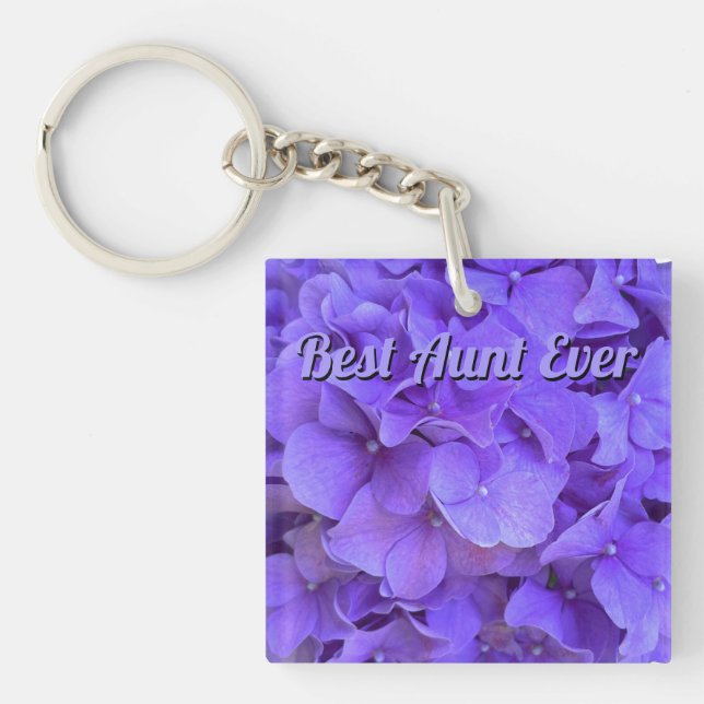 Lavender lilac purple Hydrangeas flowers best Aunt Keychain (Front)