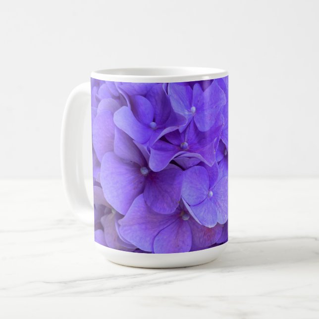 Lavender lilac purple Hydrangeas purple Flowers Coffee Mug (Front Left)