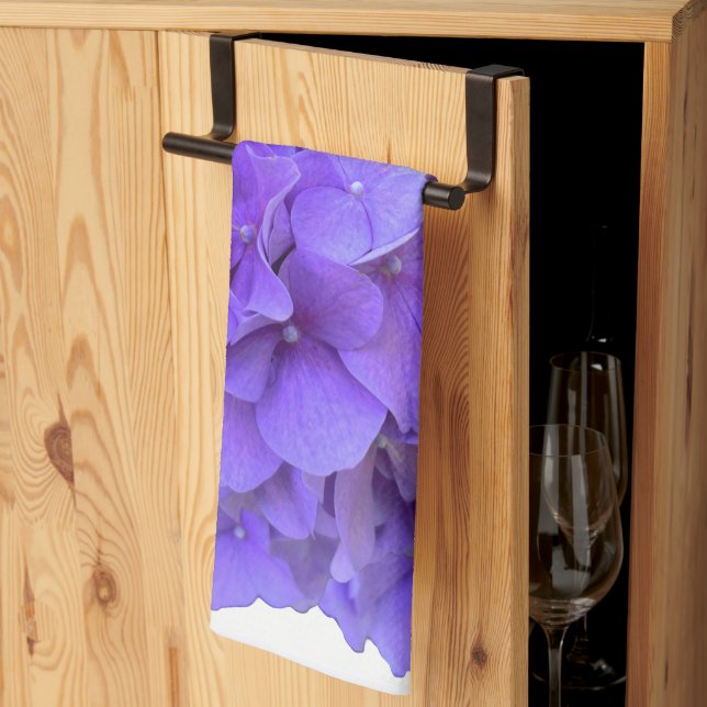 Lavender lilac purple Hydrangeas purple Flowers Kitchen Towel (Thirds Fold)