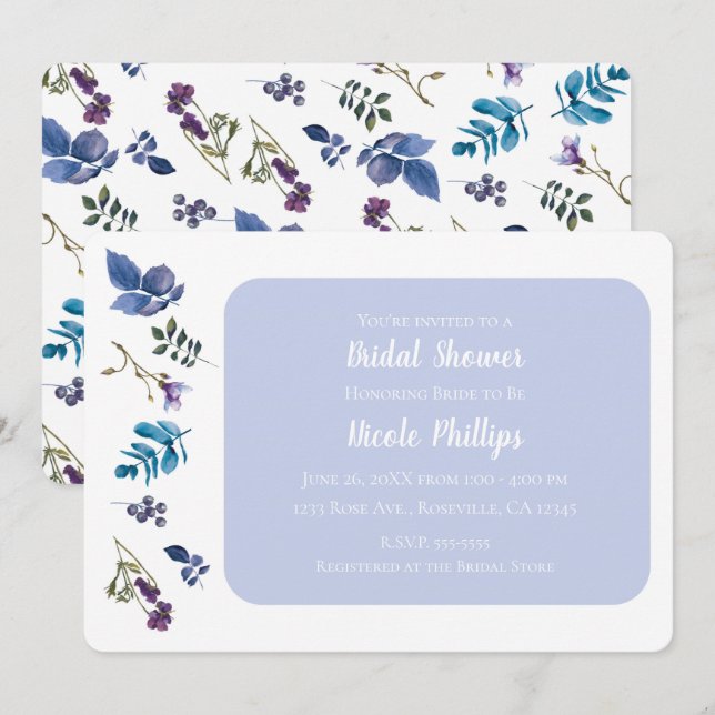 Lavender Lilac Purple Iris Spring Floral Chic Invitation (Front/Back)