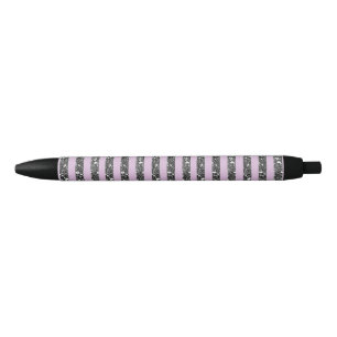 Lavender Lilac Purple Silver Glitter Stripes Blue Ink Pen